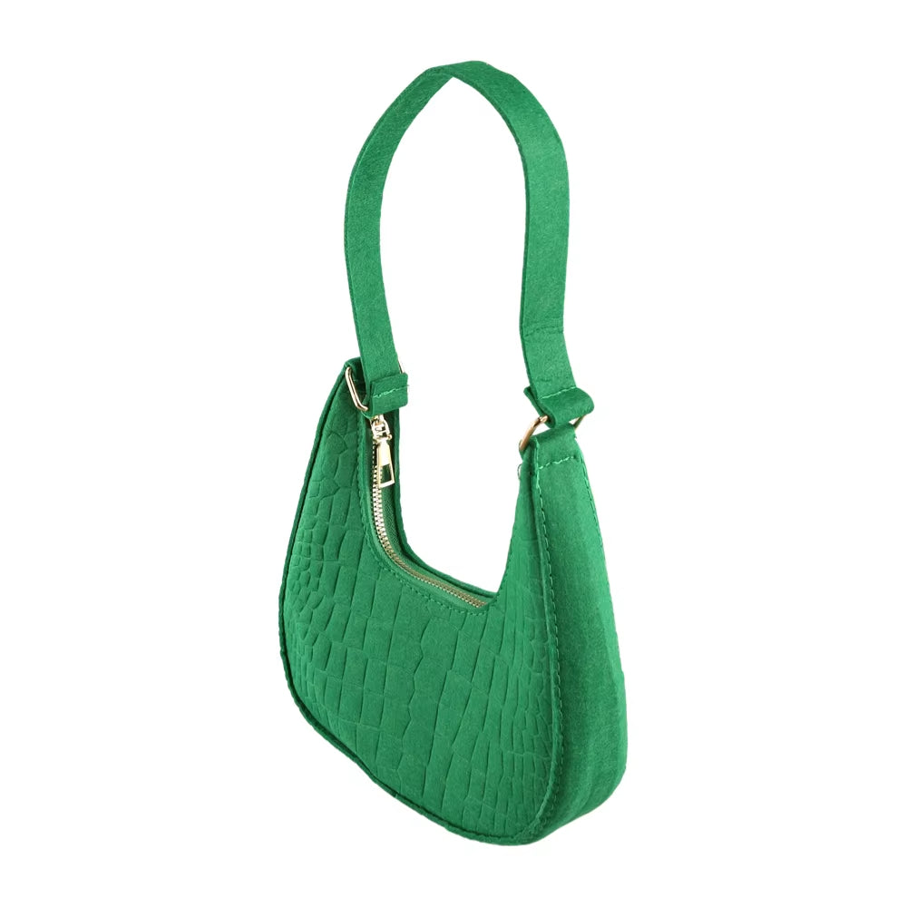 New Brand Women Retro Underarm Bag Felt Solid Color Shoulder Bag Casual Purse Dumpling Bag Simple Fashion Crossbody Bag