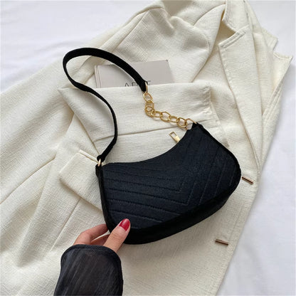 New Brand Women Retro Underarm Bag Felt Solid Color Shoulder Bag Casual Purse Dumpling Bag Simple Fashion Crossbody Bag