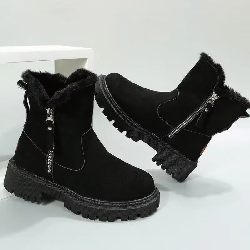 New Winter Women Boots Warm Plush Mid-Calf Women'S Snow Boots 2024 Outdoor Waterproof Hiking Boots Chaussures Femme Size 43