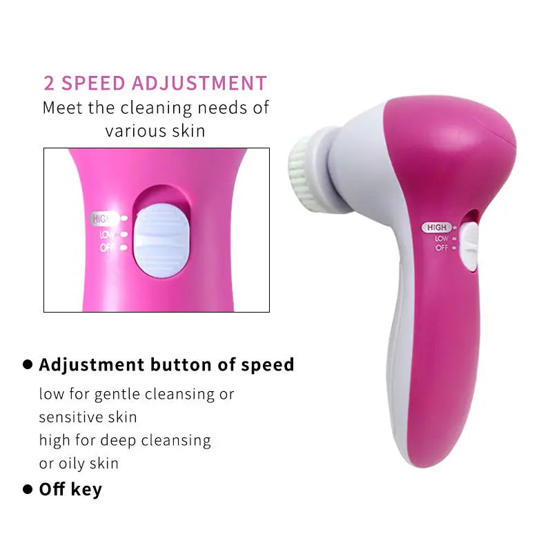 Electric Facial Cleaner 5 in 1 Face Cleansing Brush Wash Machine Spa Skin Care Massager Blackhead Cleaning Facial Cleanser Tools