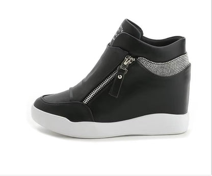 Winter Black White Hidden Wedge Heels Sneakers Casual Shoes Woman High Platform Shoes Women'S High Heels Wedges Shoes for Women