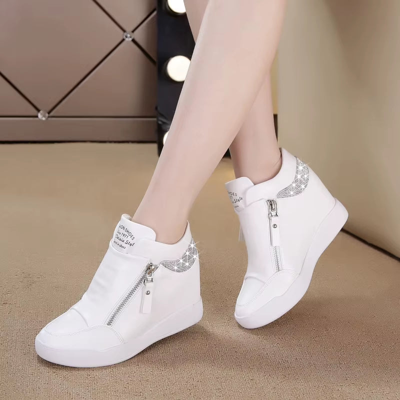 Winter Black White Hidden Wedge Heels Sneakers Casual Shoes Woman High Platform Shoes Women'S High Heels Wedges Shoes for Women